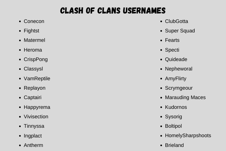 clash of clans usernames
