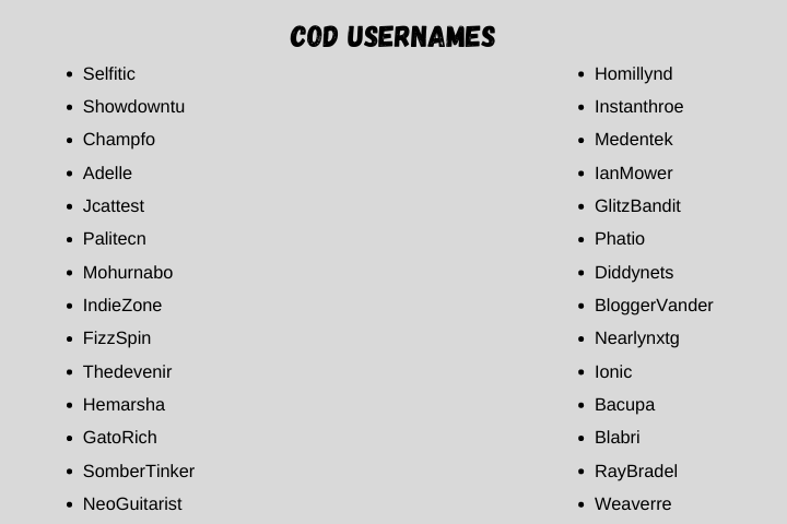 cod Usernames