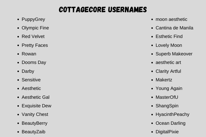 cottagecore usernames