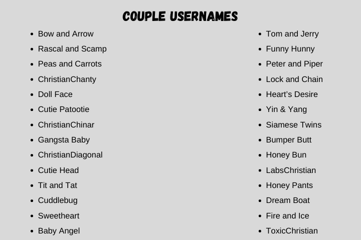 couple usernames