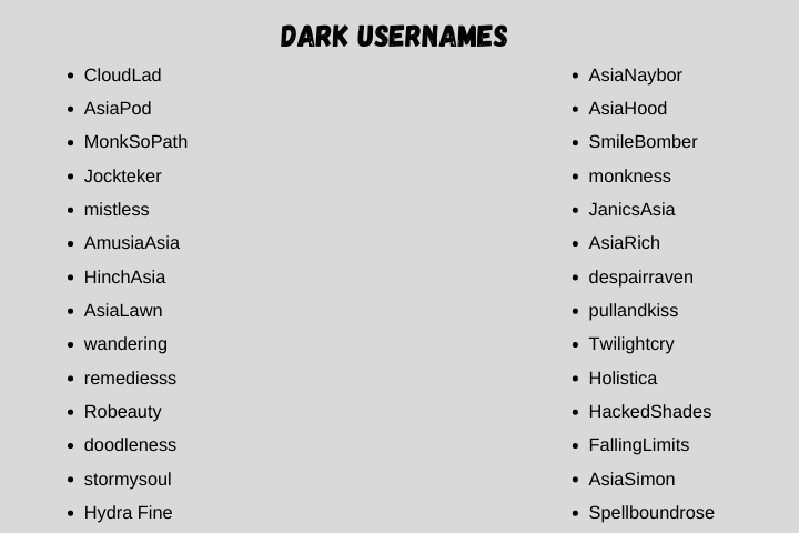Dark Usernames