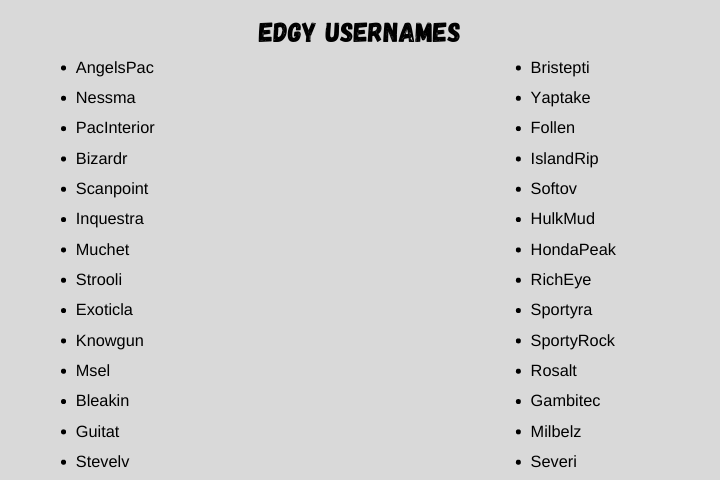 Edgy Usernames