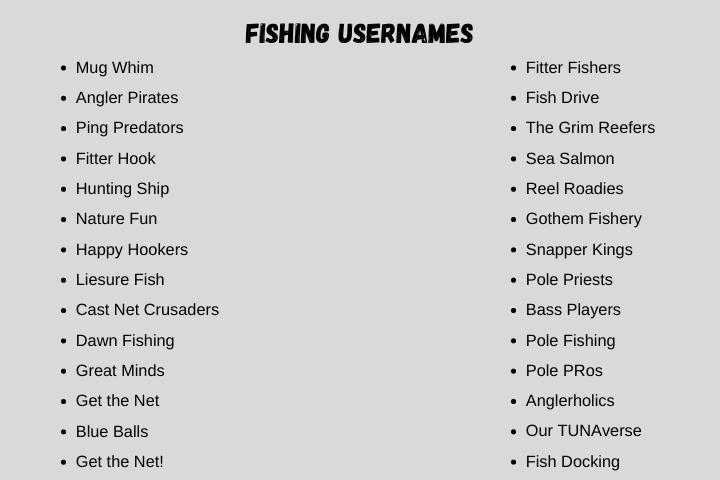 fishing usernames