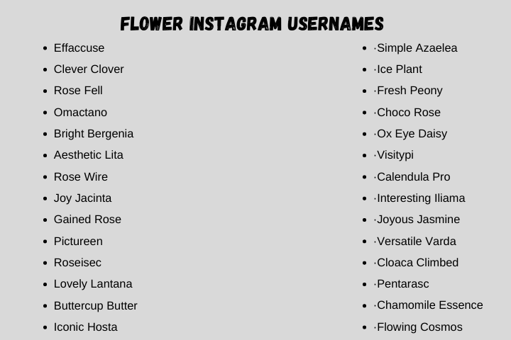 flower instagram usernames
