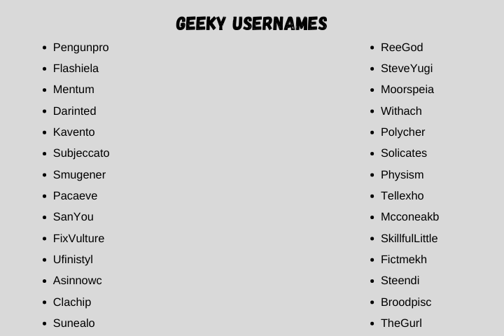 geeky usernames