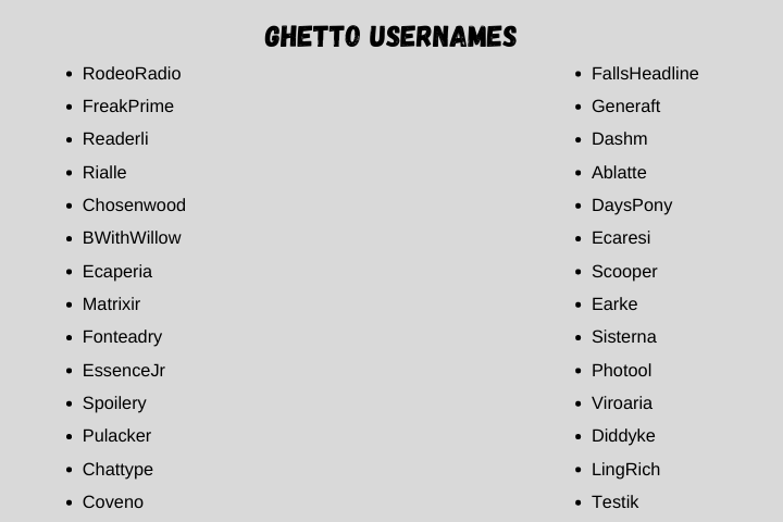 ghetto Usernames