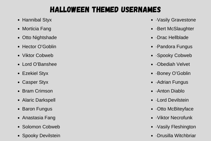 halloween themed username