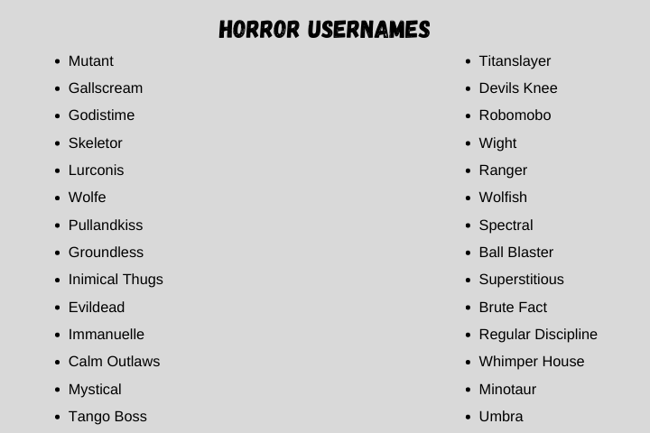 Horror Usernames