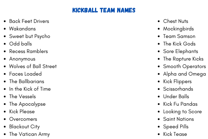 kickball Team Names