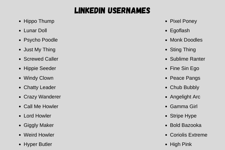 linkedin usernames