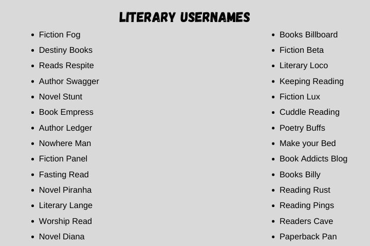 literary usernames