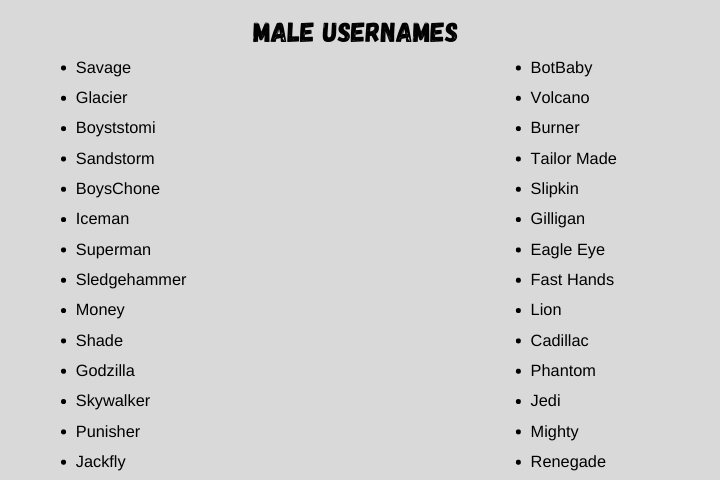 male username