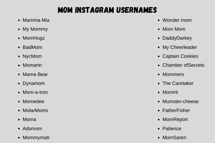 mom instagram usernames