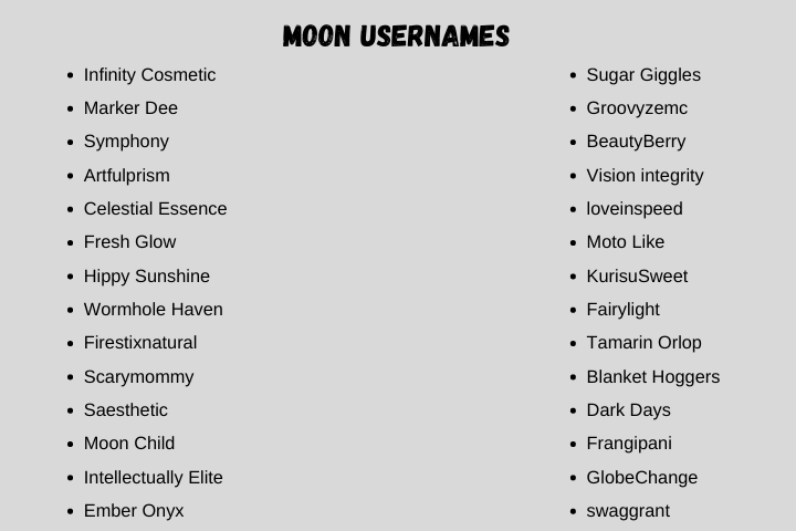moon usernames 