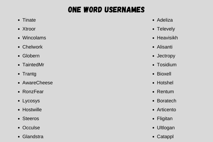 one word usernames