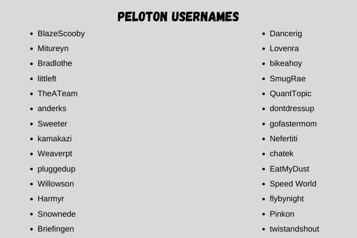 peloton usernames