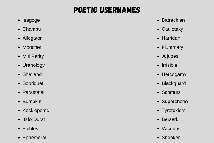 poetic usernames