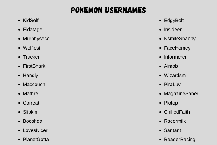 pokemon usernames