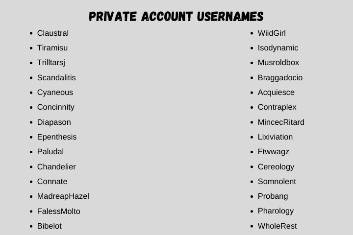 private account usernames