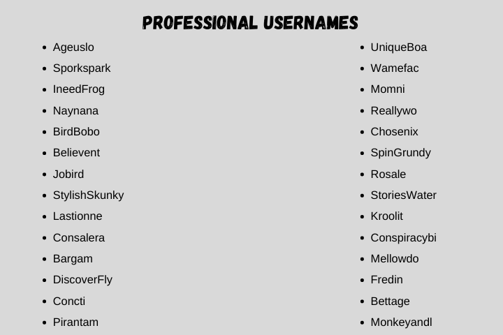 professional usernames