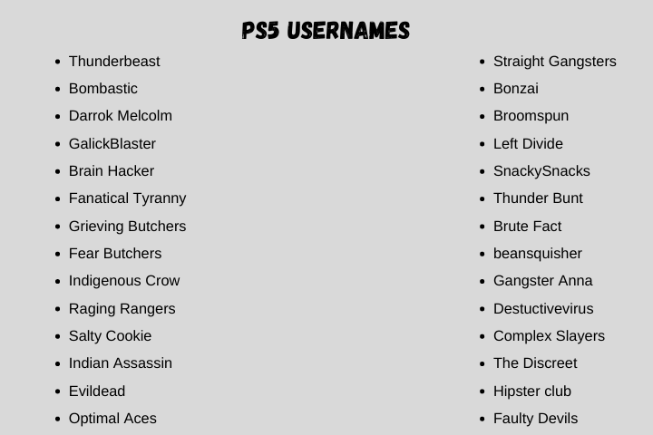 ps5 usernames