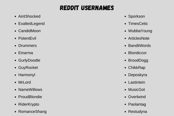 reddit usernames