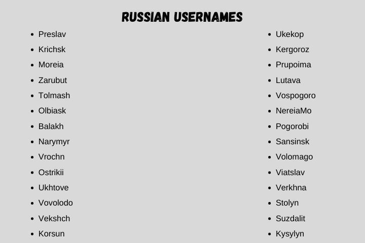 russian usernames