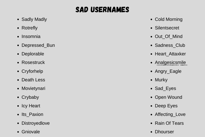 sad usernames 