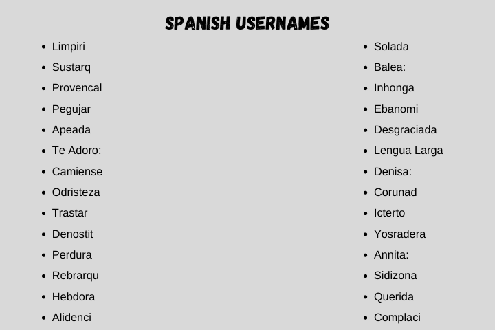 spanish usernames