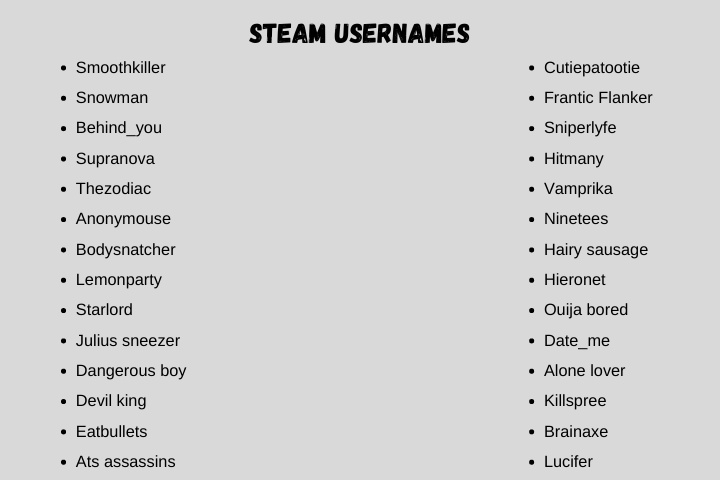 steam usernames