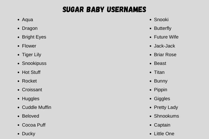 sugar baby usernames 