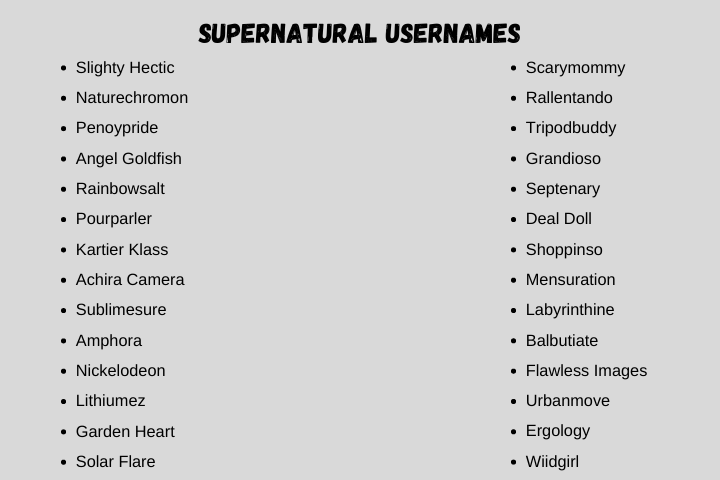 supernatural usernames