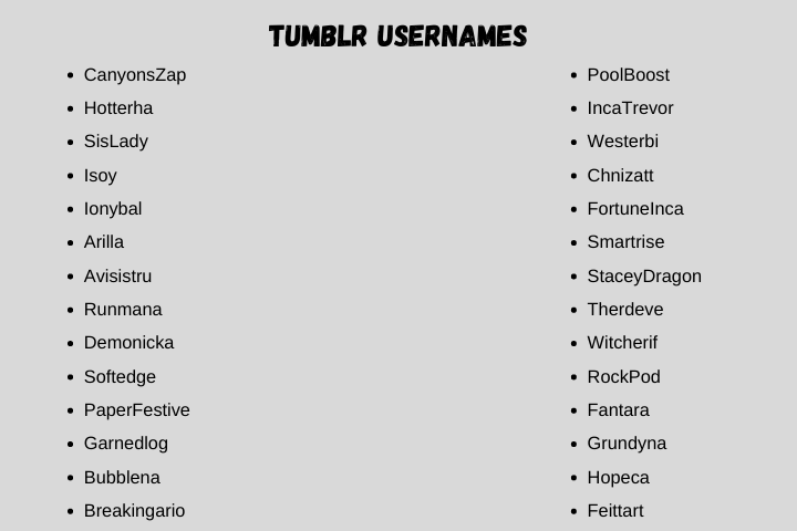 Tumblr Usernames
