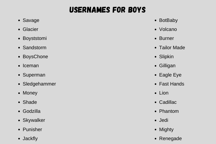 usernames for boys