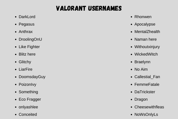 valorant usernames