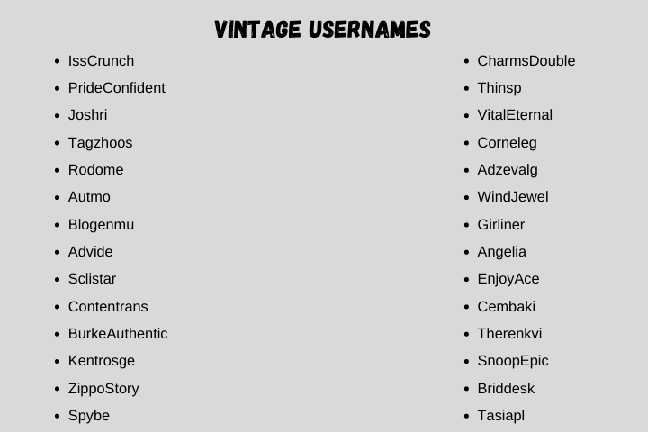 vintage usernames