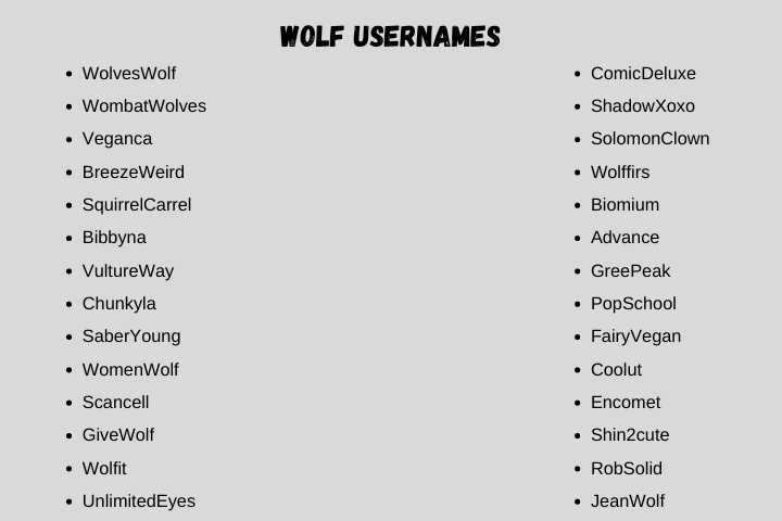 wolf Usernames