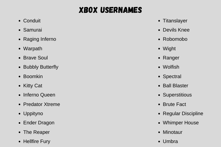 Xbox usernamea