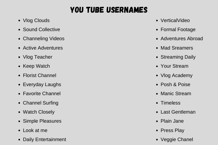 youtube usernames