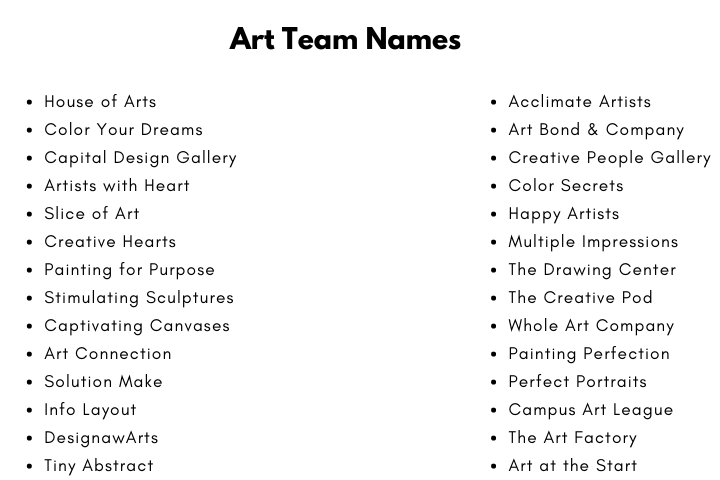 Art Team Names