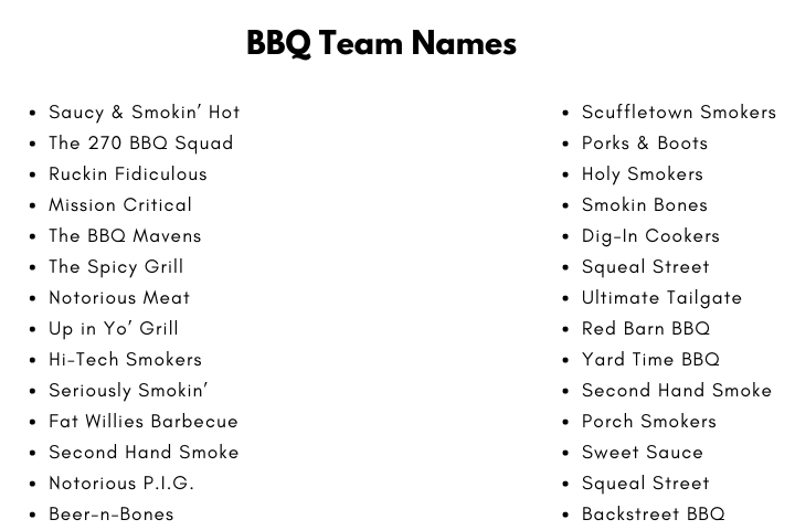 BBQ Team Names