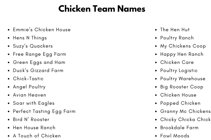 Chicken Team Names