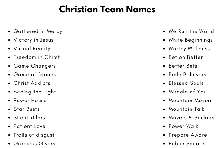 Christian Team Names