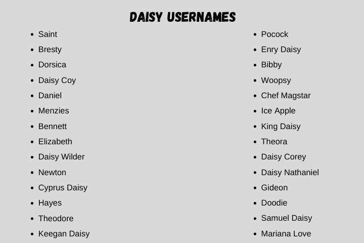 Daisy Usernames