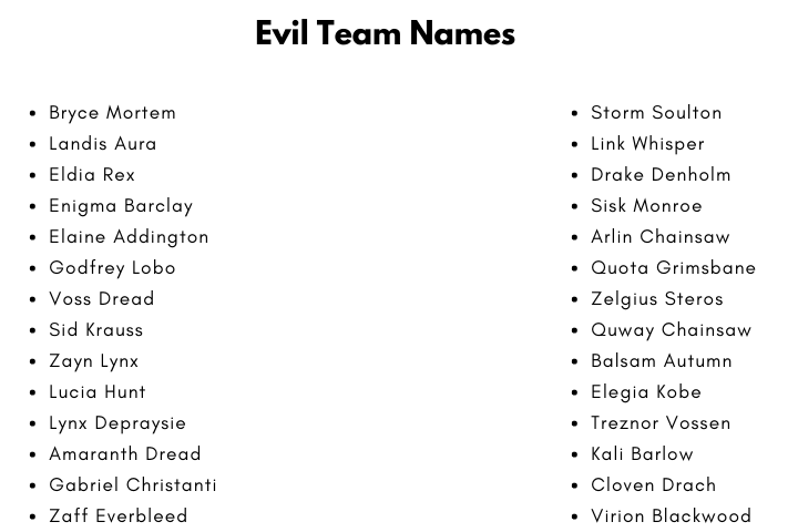 Evil Team Names
