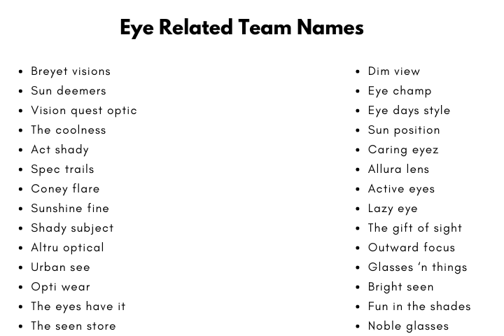 Eye Related Team Names