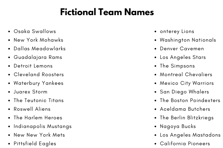 Fictional Team Names