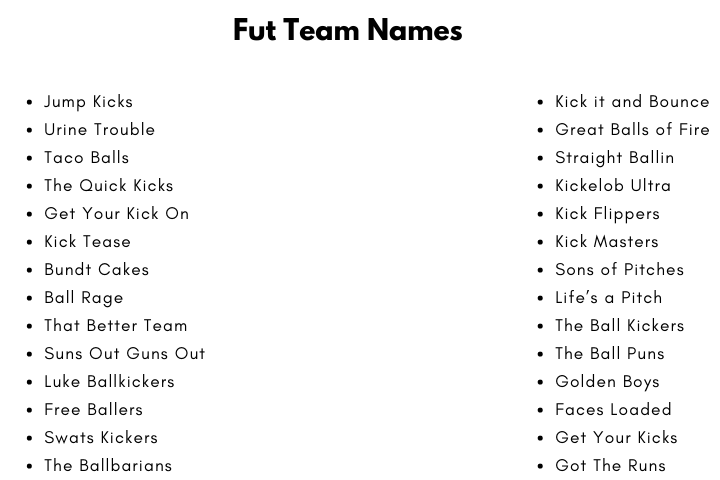Fut Team Names