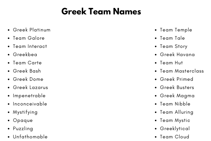Greek Team Names