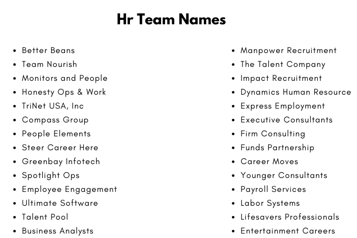 Hr Team Names